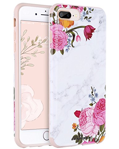 iPhone 8 Plus Case iPhone 7 Plus Case BENTOBEN 2 in 1 Case for iPhone 8 Plus/7 Plus Marble Flower