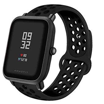 LitoDream Compatible with Amazfit Bip Band, Huami Amazfit Bip Bands Soft Silicone Wristband Replacement Straps for Xiaomi Huami Amazfit Bip Smartwatch(Black/Black, M/L)