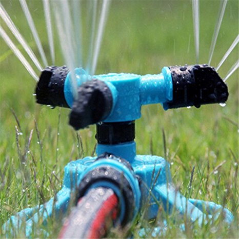 KINGSO 360 Degree Rotating Automatic Garden Sprinkler Lawn Irrigation System Durable Three Arm Sprayer Water Sprinkler