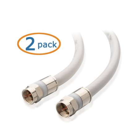 Cable Matters 2-Pack, CL2 In-Wall Rated (CM) Quad Shielded RG6 Coaxial Patch Cable in White 15 Feet
