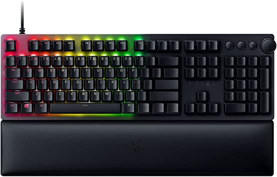 Razer Huntsman V2 Optical Gaming Keyboard   Phantom Keycap Upgrade Set Bundle: Clicky Optical Black/Black Keycaps