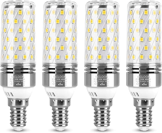 Vicloon E14 LED Corn Bulbs, 4 Pcs E14 LED Light Bulbs 12W Equivalent to 100W Halogen Bulbs, 6000K White, 1400lm No Flicker No Dimmable, AC 175-265V