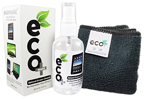 Ecomoist Natural Screen Cleaner 100ml with Fine Microfiber Towel