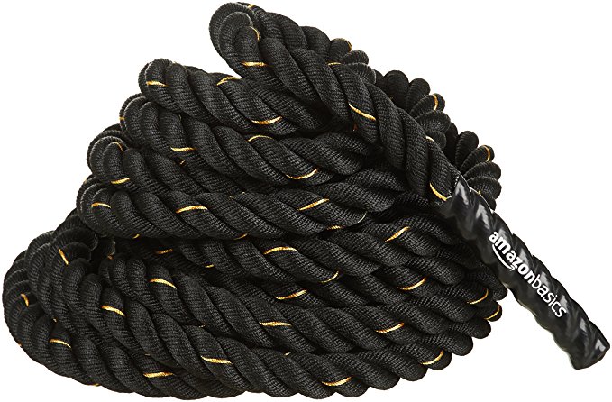 AmazonBasics Battle Exercise Training Rope, 1.5/2in Diameter, 30/40/50ft Length