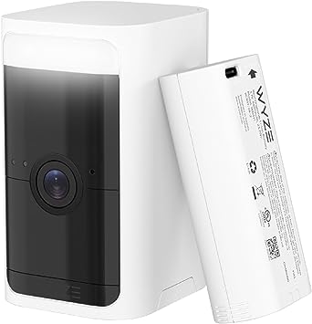 WYZE Battery Cam Pro, Wireless, No Hub, 2K HDR IP65 Outdoor/Indoor Smart Security Camera, Color Night Vision, Integrated Spotlight & Siren, Removable & Rechargeable Battery, 2-Way Audio, White, 1-Pack