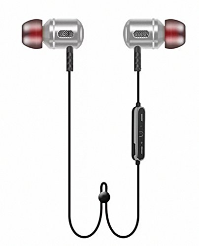 FREESOLO S8 Wireless Bluetooth 4.1 In-Ear Noise Isolating Sport Earbuds with Mic and Controller, Silver, Sweatproof , Designed for Driving, Jogging , and Gym. Compatable for all Bluetooth Smartphones, iPod, iPhone and iPad (Silver White), Silver