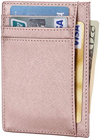 EKCIRXT Slim RFID Blocking Credit Card Holder Minimalist Leather Front Pocket Wallet for Women & Men