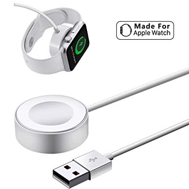 Apple Watch Charger Cable, CHEAXICS iwatch Magnetic Charging Cable Portable Cord 3.3 feet/1meter for iWatch 38mm & 42mm, Apple Watch Series 1/2/3 (silver 3.3ft)