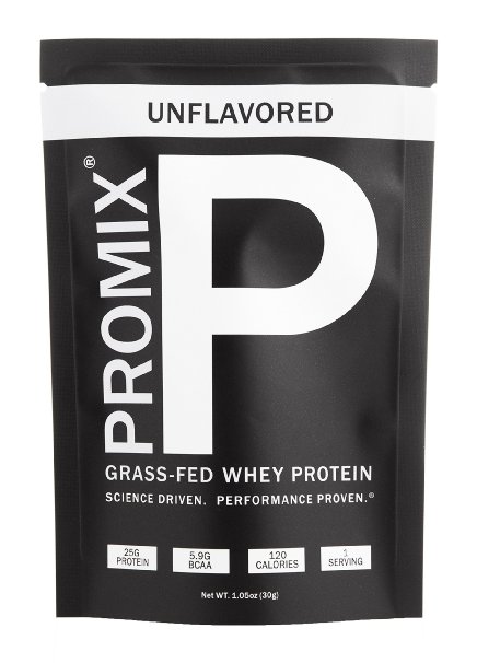 PROMIX #1 Selling Unflavored 100% California Grass Fed Whey Protein, 5 Single Serving Packets, Preservative Free, Mixes Instantly