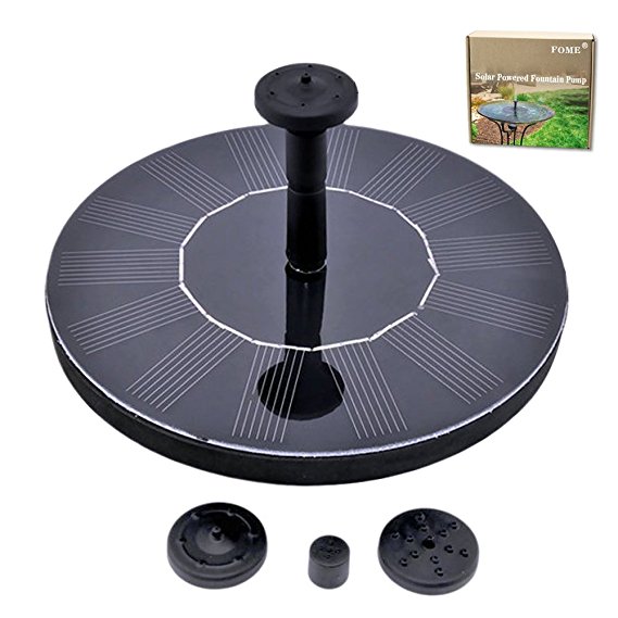 Solar Powered Fountain Pump, FOME Solar Fountain Pump Brushless Bird Bath Fountain Solar Power Water Floating Pump Kit with Different Spray Heads for Pond Pool Garden Decoration