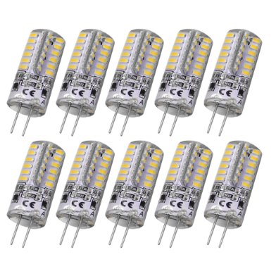 Rayhoo 10pcs Set G4 48-LED Warm White Light Bulb Lamps 3 Watt DC 12V Equivalent to 20W T3 Halogen Track Bulb Replacement LED Bulbs (Only DC 12V Non-dimmable)