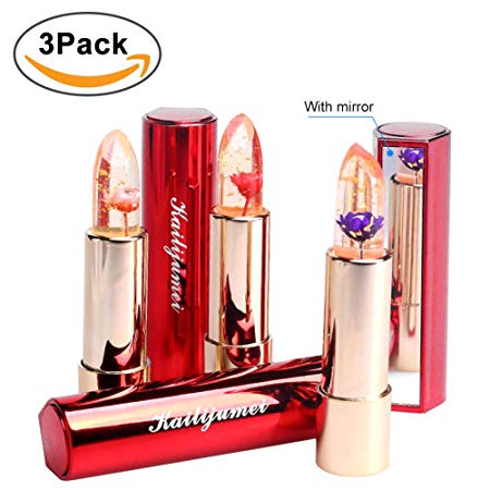 Kailijumei Lipstick Set, 3 Pack Kailijumei Flower Jelly Lipsticks Surplus Bright Magic Lip Gloss With Flower Inside Sold By Htgtai