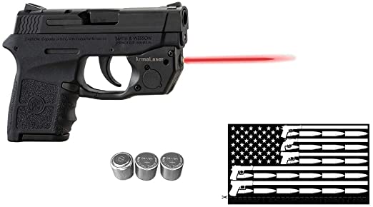 Deluxe Laser Combo for S&W Smith-Wesson M&P Bodyguard 380 w/ Touch-Activated ArmaLaser TR24 Red Laser Sight, Guns & Ammo Bumper Sticker & 2 Extra Batteries