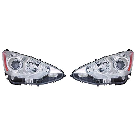 Fits Toyota Prius-C 2012-2014 Headlight Assembly Pair Driver and Passenger Side (CAPA Certified) TO2502214, TO2503214