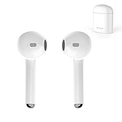 YSUI7 Bluetooth Headset, Wireless Headset Bluetooth Mini In-Ear Headphone with Charging Box for iPhone 8 X 7 7 Plus and Samsung S7 S8 S9 Smartphones (White)