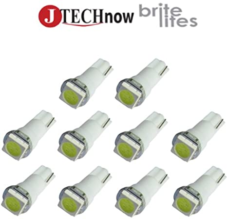 Jtech 10 x T5, 5050 SMD LED White Instrument Panel Dash Light Bulb 74 17 18 37 70 2721