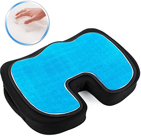 SUPA MODERN Gel Seat Cushion Cooling Coxyx Seat Cushions for Pain Relief with Removable Cover Memory Foam Seat Cushion for Car Office Seat Cushions for Chair-Tailbone,Sciatica Pain Relief