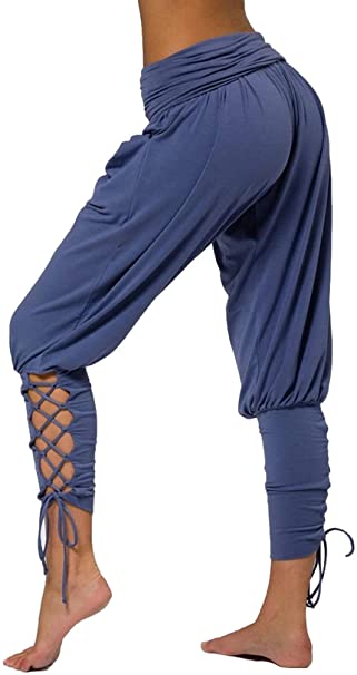 CiCiYours Harem Pants for Women Lace up Leggings Elastic Waist Joggers Pants Loose Lounge Hippie Workout Yoga Pants