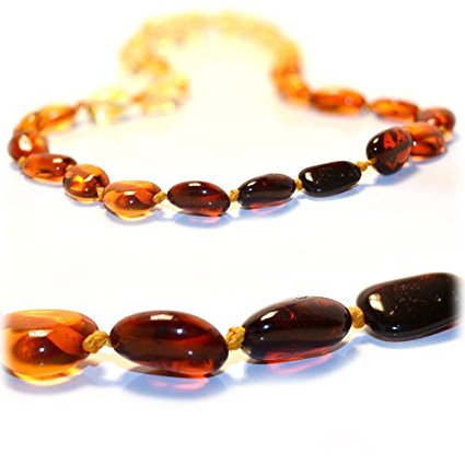*The Art of CureTM *SAFETY KNOTTED* Rainbow Bean -(Unisex) - Certified Baltic Amber Baby Teething Necklace Quality Guaranteed- Anti Inflammatory, Drooling & Teething Pain. Easy to Fastens with a Twist-in Screw Clasp Mothers Approved Remedies!
