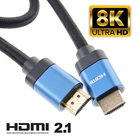 Ex-Pro 8K HDMI, Certificated HDMI 2.1, ULtra High Speed 48Gbps Lead, 7680P 8K@60Hz UHD HD HDTV 3D, HDCP 2.2, 4:4:4 HDR, eARC Compatible - 26awg Blue 5m