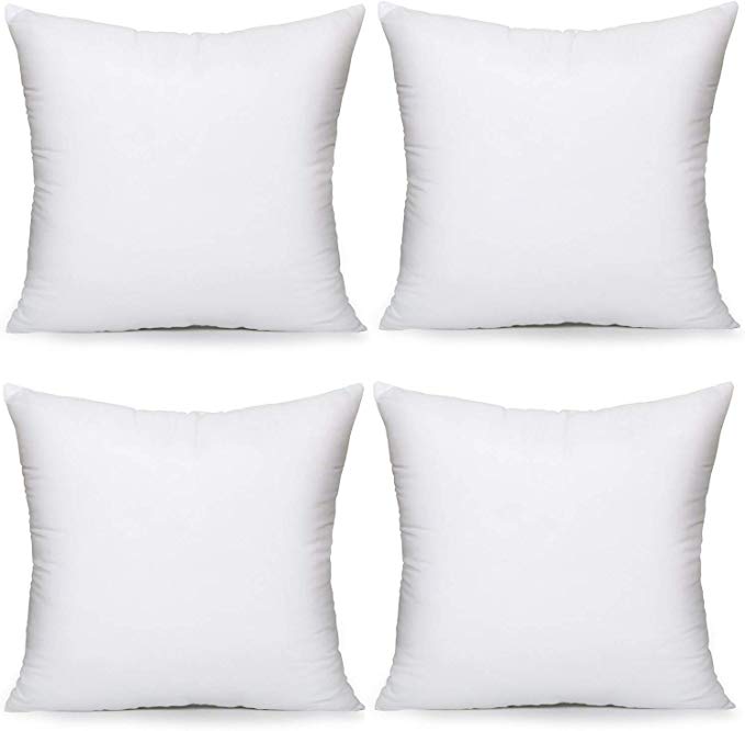 MoonRest - Pack of 4 - Synthetic Down Pillow Insert, Square Pillow Form, Sham Stuffing for Decorative Throw Pillow Covers, Sofa Couch Cushion and Bed - Set of Four 22“ X 22”