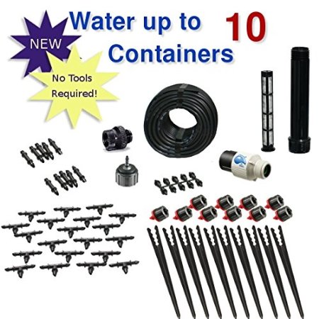 Drip Irrigation Kit for Container Gardening Standard SIze - Water 10 Plants
