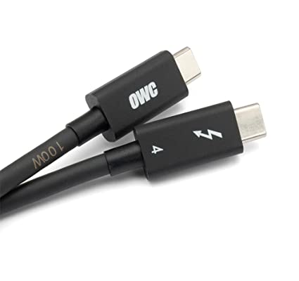 OWC Thunderbolt 4 Cable, Thunderbolt certified, 2.0 meter (6.56 ft.), 40 Gb/s data transfer, 100W power charging, Compatible with Thunderbolt 4, Thunderbolt 3, USB-C, and USB4 devices, black