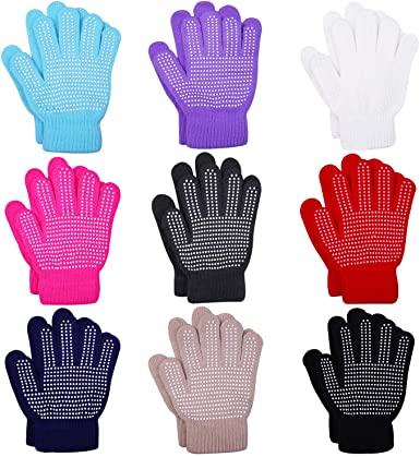 Cooraby 9 Pairs Kids Anti-skid Magic Gloves Winter Warm Stretchy Knit Gloves for Boys or Girls