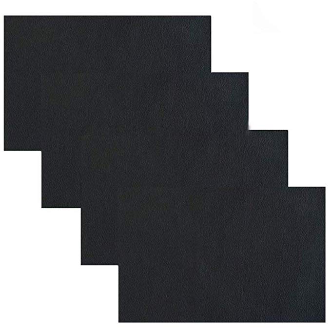 Adhesive Back Leather Repair Patch for Car Seat Couch Jackets Handbags 4x8 Inches, Pack of 4 （Black）