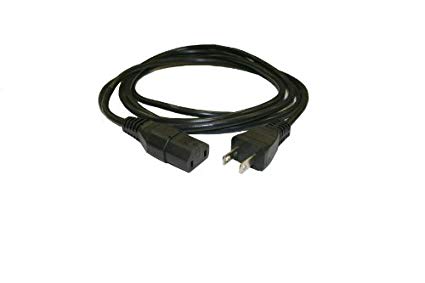Interpower 86532230 North American Cord Set, NEMA 1-15 P Plug Type, IEC 60320 C17 Connector Type, Black, 10A Amperage, 125 VAC Voltage, 2.5m Length