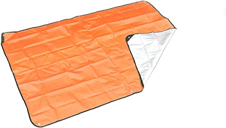 SE EB5982OR 60-Inch X 82-Inch Extra Thick Double Sided Thermal Reflective Blanket with 4 Stakes, Bright Orange Color