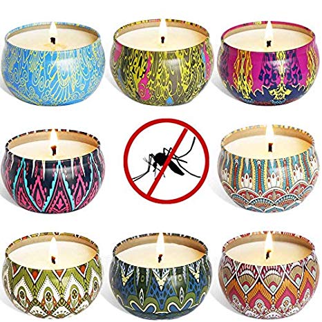 YIIA Citronella Scented Candles Set 8 Natural Soy Wax Travel Tin 2.5oz, Outdoor and Indoor