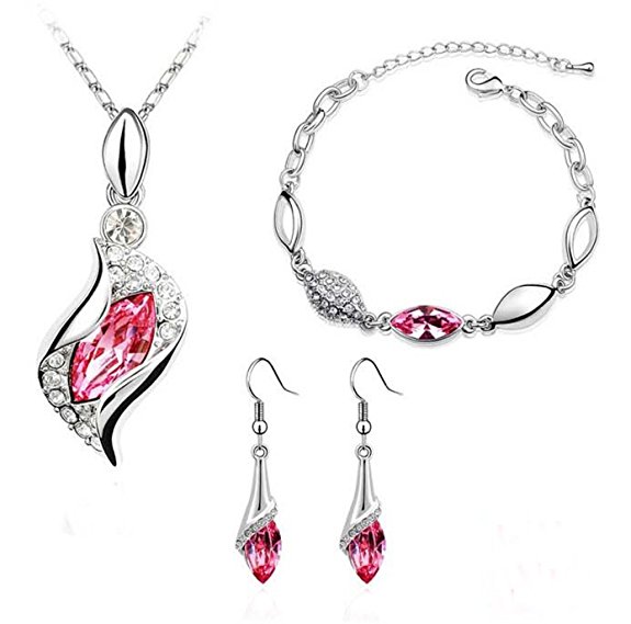 Platinum-plated Fashion Jewelry Set with Imported Crystal Element (CF-1083-S07)