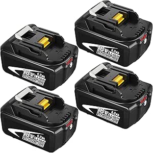 6.0Ah Replacement for Makita 18V Battery 4Pack Replacement for Makita 18 Volt Battery Lithium BL1850 BL1850B BL1840 BL1840B BL1830 BL1830B BL1815 Compatible with Makita LXT 18V Battery Chargers