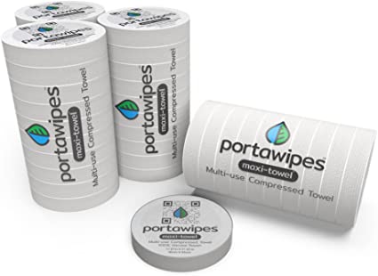 Portawipes Maxi-Towel Jumbo Sized (11.5" X 22") Individually Wrapped Compressed Towel Tablet Cloth Wipes - 40 Towel Pack