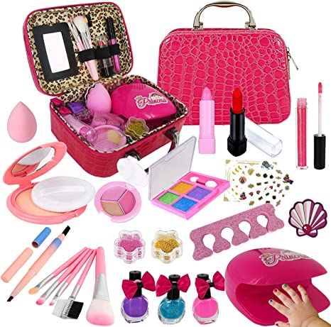 Kids Makeup Kit for Girl, Kids Washable Makeup Girl Toys, Real Make Up Set, Little Girls Makeup Kit for Toddler Kid Children Princess, Christmas Birthday Gift Toys for Girl 4 5 6 7 8 9 10 Year Old