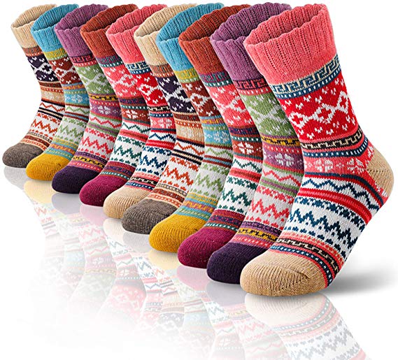 SEVENS Women Wool Socks for Winter, Vintage Winter Socks Thick Cozy Knit Wool Socks for Women