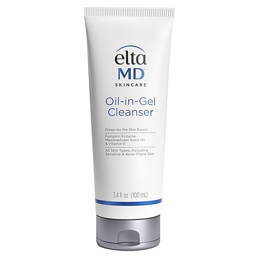 EltaMD Oil-In-Gel Face Cleanser, Gentle Daily Facial Cleanser, Removes Hard to Remove Sunscreen and Makeup, Safe for Acne Prone and Sensitive Skin Types, Dermatologist Tested, 3.4 oz Tube