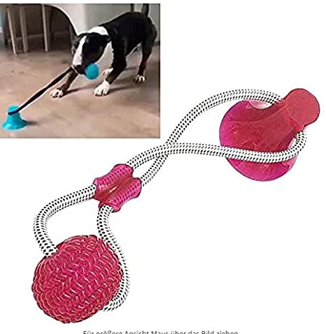 OUTERDO Pet Toys with Suction Cups, Dog Bite Rope Durable Self-Balloon Rubber Ball Toys, Multifunctional Molar Chew Toys, for Dental Care, Teeth Cleaning, Suitable for Dogs and Cats