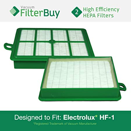 FilterBuy 2 Eureka Electrolux Sanitaire Compatible Washable HF1 (HF-1) HF12 (HF-12) HEPA Filters, Part # 60286A, Designed to fit Eureka Electrolux Sanitaire Canister Vacuum Cleaners.