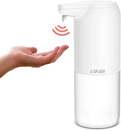 SPLASH Automatic Soap Dispenser Liquid - Sanitizer Countertop Touchless with Motion Sensor 10.14 Oz Battery Operated, IPX4, Free Standing Suitable for Kitchen Bathroom Sinks (White)