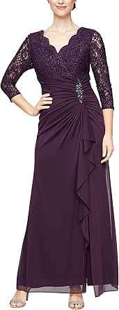 Alex Evenings womens Long Lace Top Empire Waist Dress