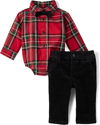 The Children's Place baby-boys And Newborn Button Down Shirt and Pants, 2 Piece Outfit