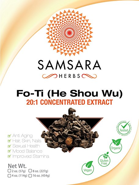 Fo-Ti Extract Powder (He Shou Wu) - 20:1 Concentrated Extract, ORGANIC, Prepared (4oz/114g)