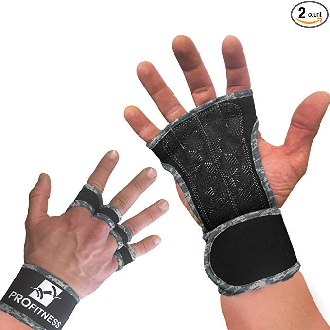 ProFitness Cross Training Gloves Non-Slip Palm Silicone Weight Lifting Glove to Avoid Calluses | Perfect for WODs & Weightlifting | with Wrist Wrap Support, Ideal for Both Men & Women