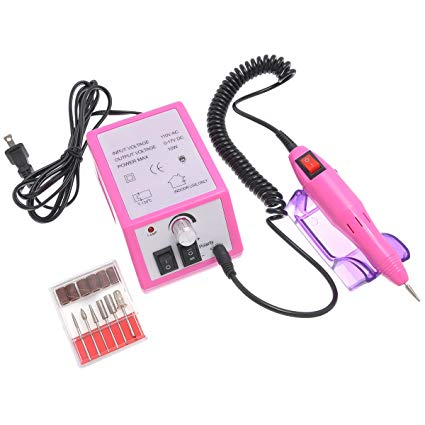 Complete Professional Finger Toe Nail Care Electric Nail Drill Machine Manicure Pedicure Kit Electric Nail Art File Drill w/Pink Machine Set (N2)