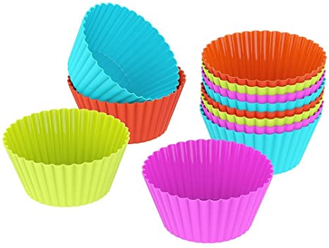 20pcs Cupcake Baking Cups Silicone Cupcake Molds - Reusable Silicone Cupcake Liner Muffin Cups Cupcake baking Liners(Random Color)
