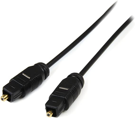 StarTech.com 15 ft Thin Toslink Digital Optical SPDIF Audio Cable - 15ft / 15 Feet Optical Audio Cable (THINTOS15),Black