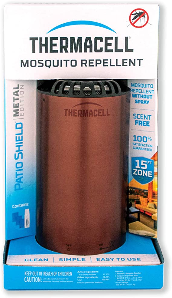 Thermacell Patio Shield Mosquito Repellent Metal Edition, Easy to Use, Highly Effective; Provides 12 Hours of DEET-Free Backyard Mosquito Repellent; Scent-Free, No Spray, No Smoke and Cordless