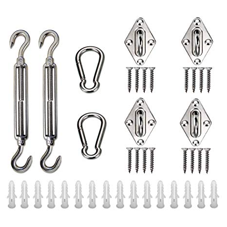 Kuality Sun Shade Sail Hardware Kit, Heavy Duty Stainless Steel for Rectangle Shade Sails Installation,6inch